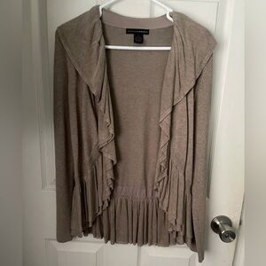 Ladies Preowned Taupe Ruffled Cardigan